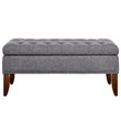 Pulaski Hinged Modern Wood Top Button Tufted Storage Bed Bench in Gray