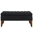 Pulaski Hinged Top Button Tufted Storage Bed Bench in Charcoal Black