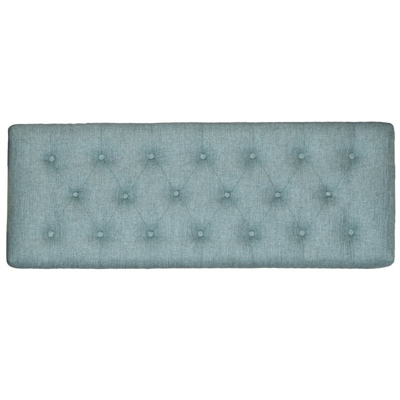 Pulaski Diamond Button Tufted Upholstered Bed Bench in Lunar Chambray