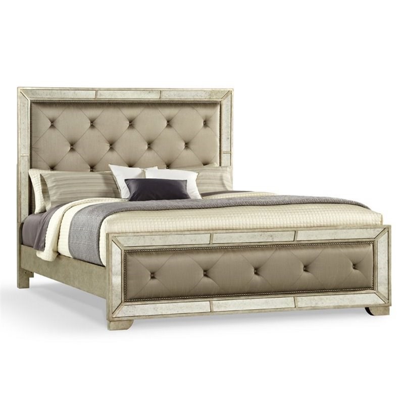 Pulaski Farrah California King Upholstered Panel Bed in Gold | Homesquare