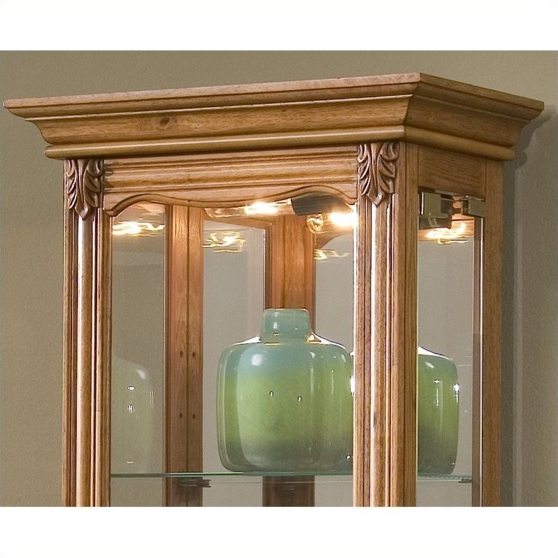 pulaski curios display in estate oak 21214