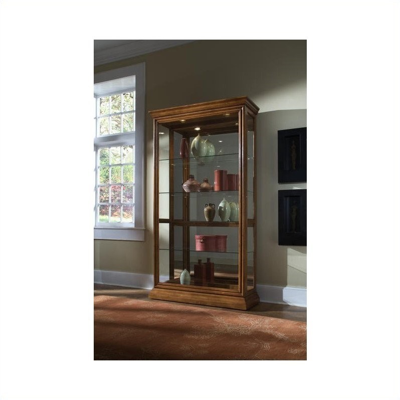 pulaski estate oak two way sliding door curio