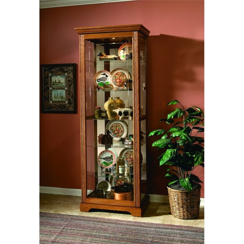 pulaski estate oak two way sliding door curio
