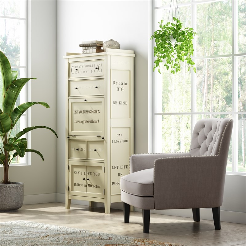 Pulaski Accents Coastal Multi-Functional Wood Cabinet in Cream | Homesquare