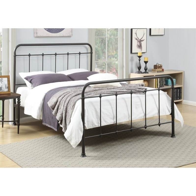 pulaski all-n-one queen curve metal bed in brown - ds-2645-290