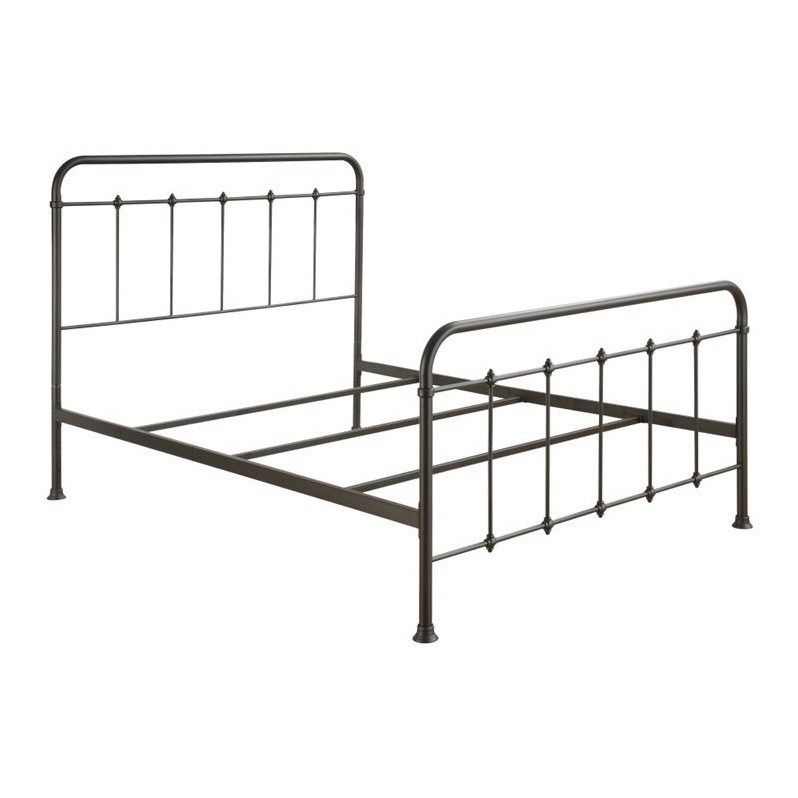 pulaski all-n-one queen curve metal bed in brown - ds-2645-290