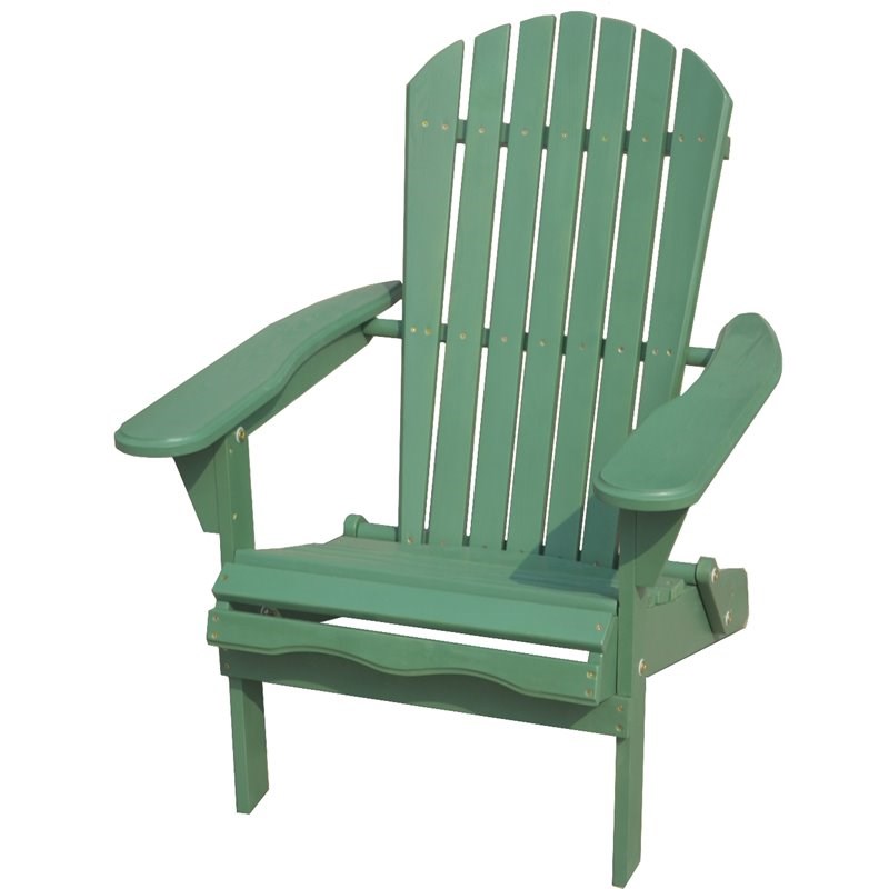 W Unlimited Oceanic 4 Piece Wooden Adirondack Chair and Ottoman Set in Sea Green