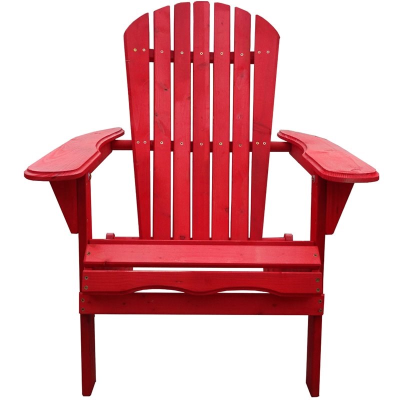 W Unlimited Oceanic 5 Piece Wooden Patio Adirondack Conversation Set in Red