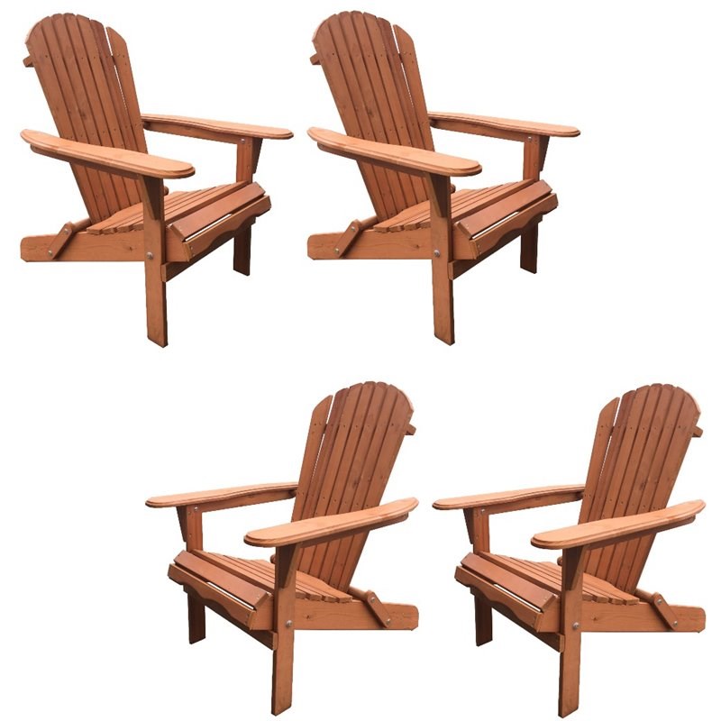 W Unlimited Oceanic Wooden Patio Adirondack Chair in Walnut (Set of 4)