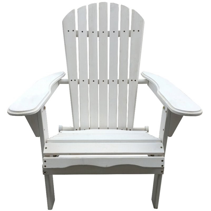 W Unlimited Oceanic 4 Piece Wooden Adirondack Chair and Ottoman Set in White