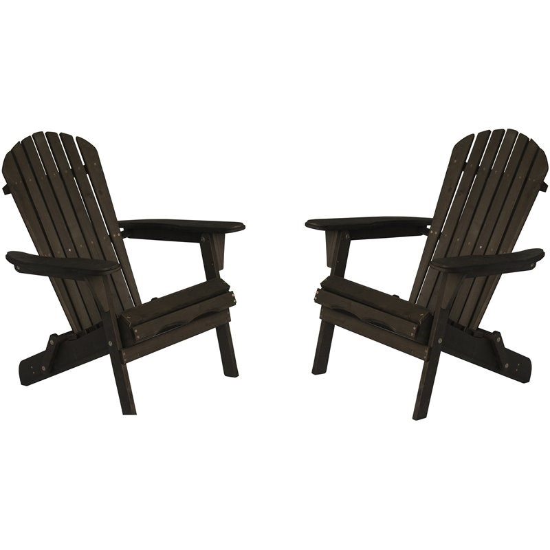 W Unlimited Oceanic Wooden Patio Adirondack Chair in Dark Brown (Set of 2)