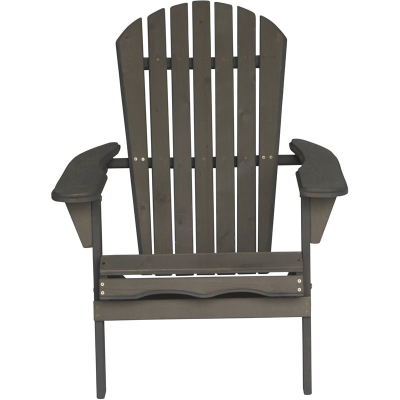 W Unlimited Oceanic 4 Piece Wooden Adirondack Chair and Ottoman Set in Gray