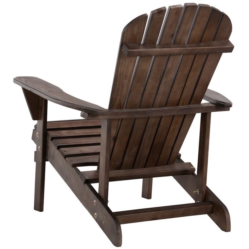W Unlimited Earth Wooden Patio Adirondack Chair with Cup Holder in Dark Brown
