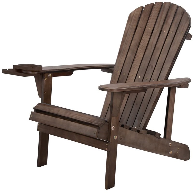 W Unlimited Earth Wooden Patio Adirondack Chair with Ottoman in Dark Brown