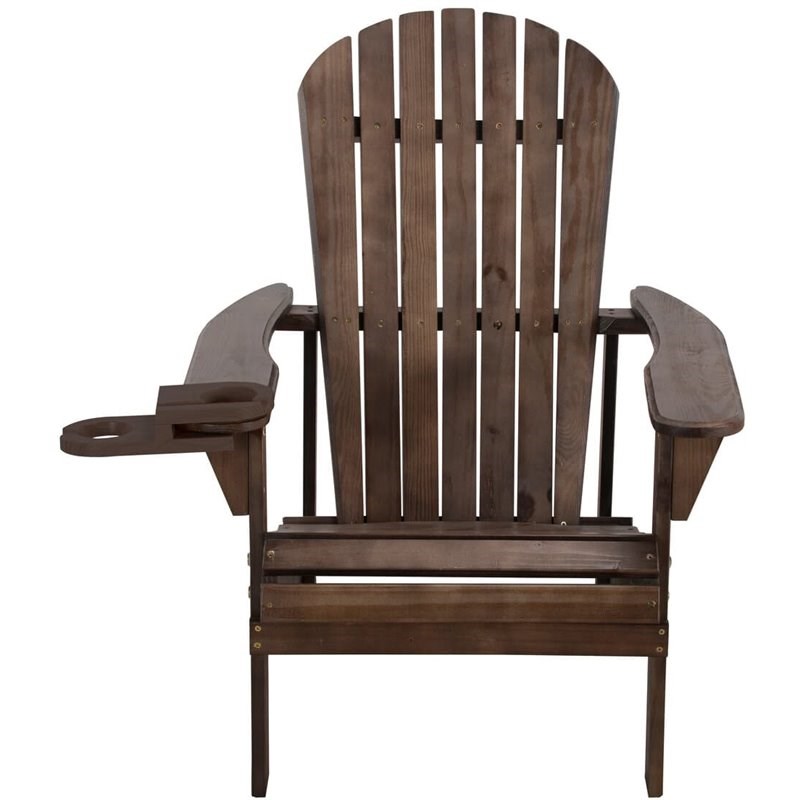 W Unlimited Earth Patio Adirondack Chair with Cup Holder in Brown (Set of 4)