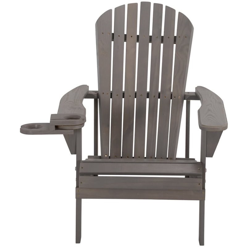 W Unlimited Earth Wooden Patio Adirondack Chair with Ottoman in Dark Gray