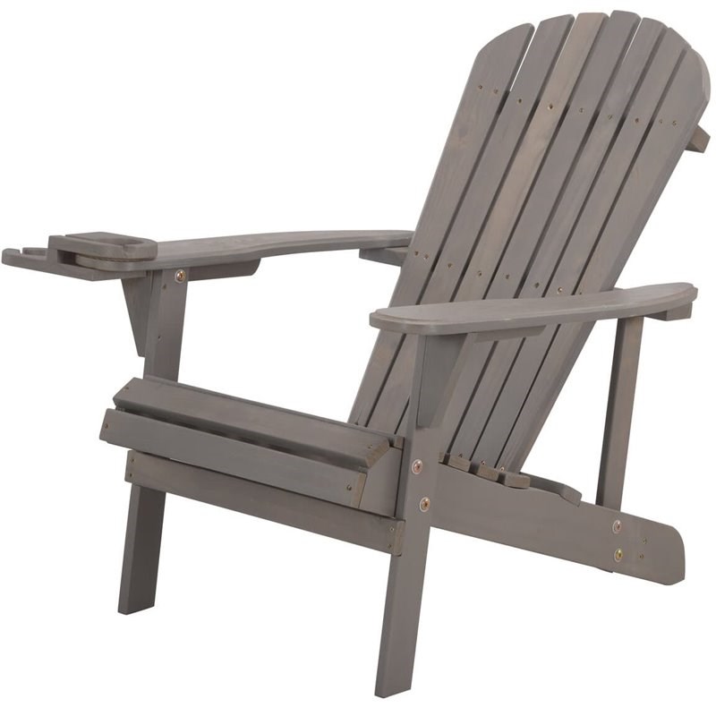 W Unlimited Earth Patio Adirondack Chair with Cup Holder in Dark Gray (Set of 4)