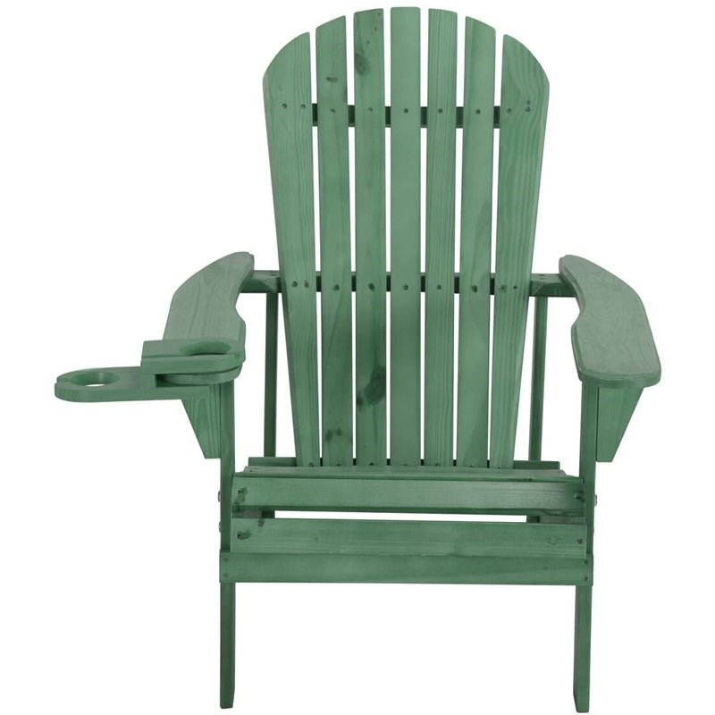 W Unlimited Earth Wooden Patio Adirondack Chair with Cup Holder in Sea Green