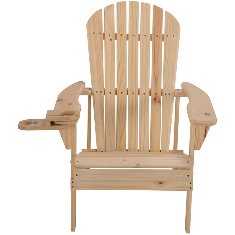 W Unlimited Earth Patio Adirondack Chair with Cup Holder in Natural (Set of 2)