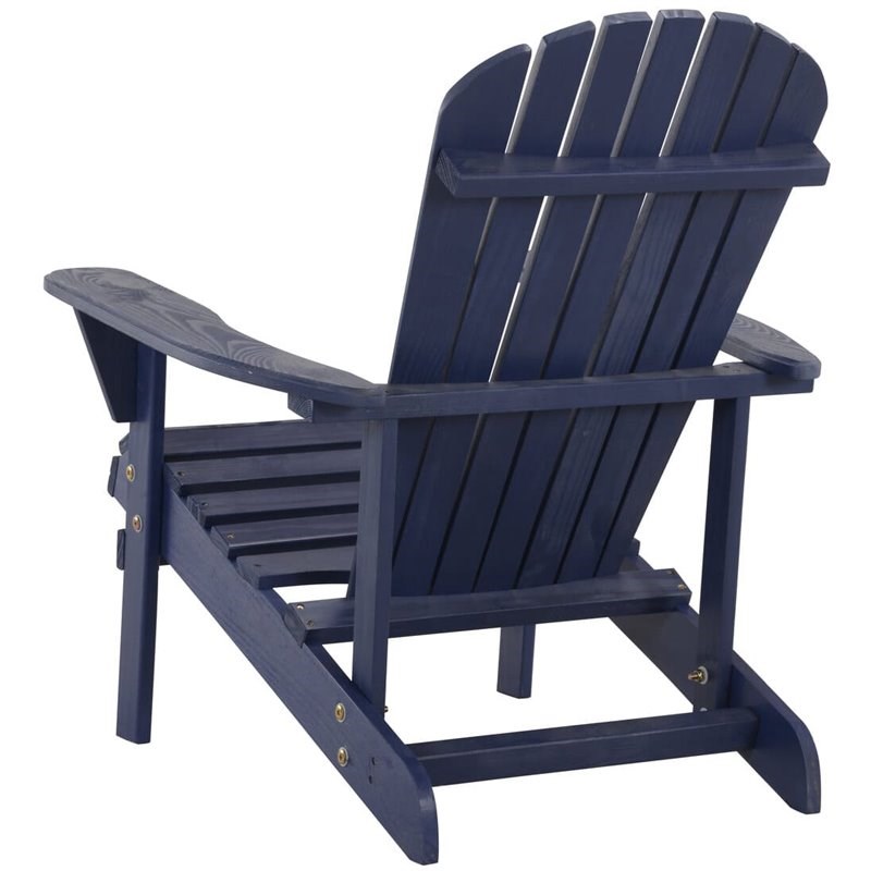 W Unlimited Earth Wooden Patio Adirondack Chair with Ottoman in Navy Blue