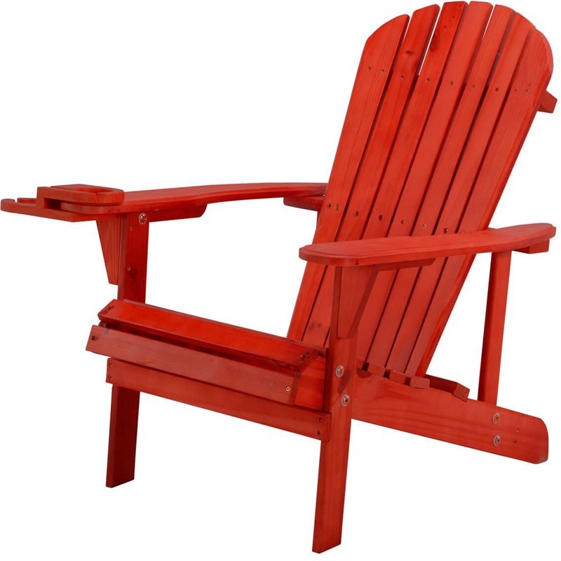 W Unlimited Earth Wooden Patio Adirondack Chair with End Table in Red