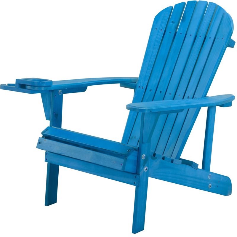 W Unlimited Earth 3 Piece Wooden Patio Adirondack Conversation Set in Sky Blue