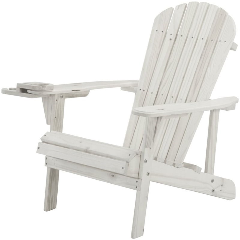 W Unlimited Earth Wooden Patio Adirondack Chair with Cup Holder in White