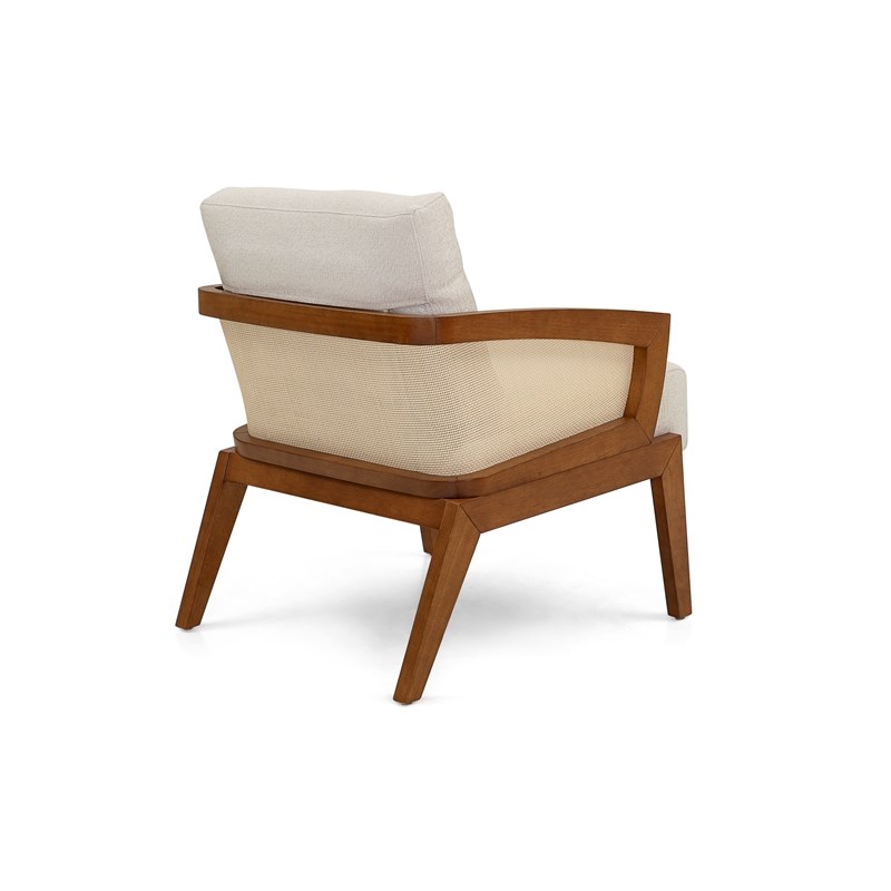 Herval Upholstered Solid Wood Arm Chair in Almond Oak