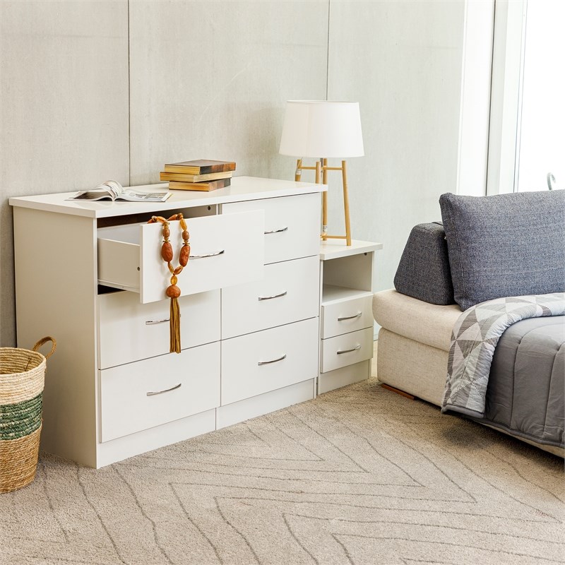 Herval Nevada Collection 2 Piece Engineered Wood Bedroom Set in White
