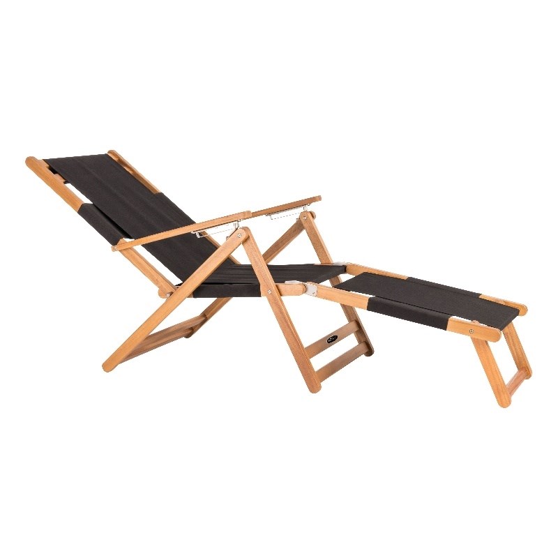 Patioflare Portable Lounge Chair with Leg Rest Black