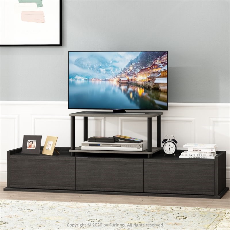 Furinno Turn-N-Tube Wood Elevated TV Stand for TV up to 25