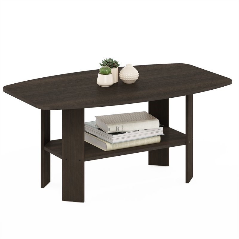 Furinno Contemporary Engineered Wood Simple Design Coffee Table in Dark Brown