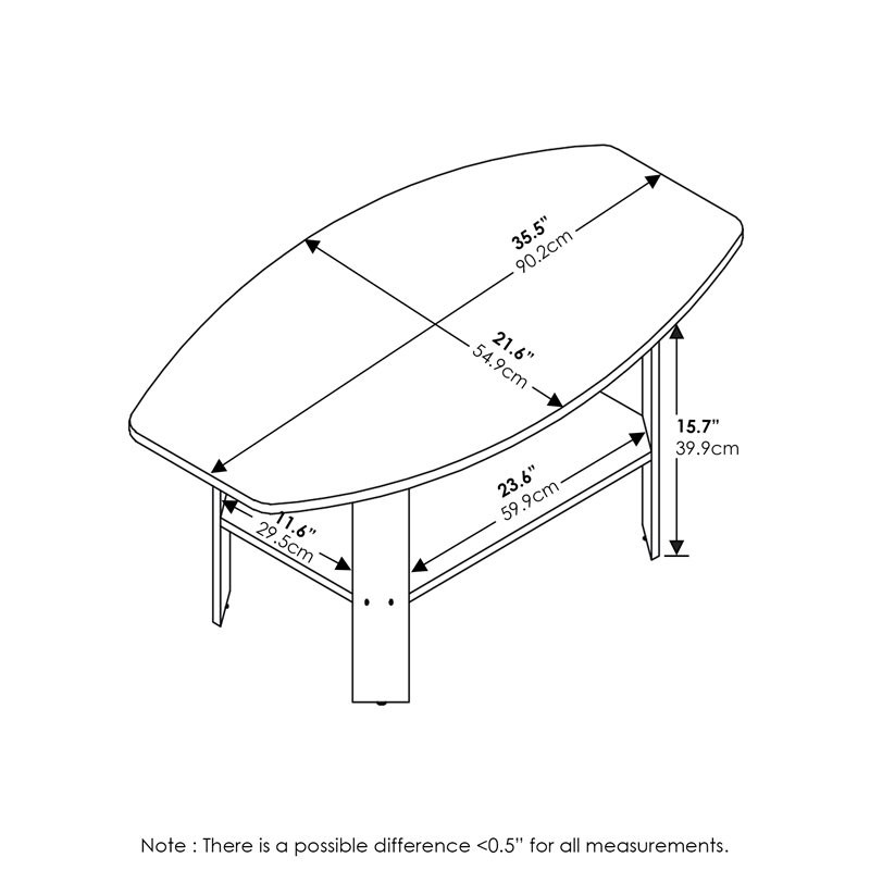 Furinno Contemporary Engineered Wood Simple Design Coffee Table in Dark Brown