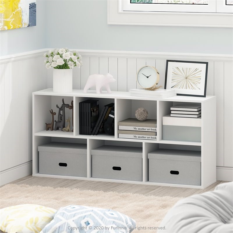 Furinno Luder Engineered Wood 7-Cube Reversible Open Shelf in White