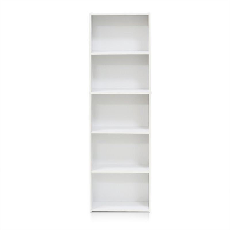 Furinno Luder Wood 5Tier Reversible Color Open Shelf Bookcase in White