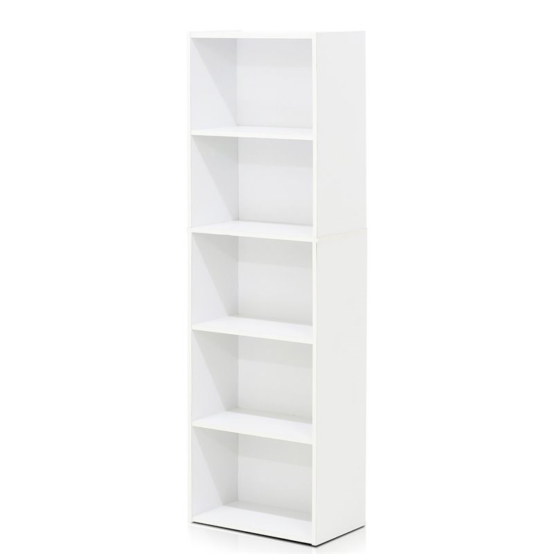 Furinno Luder Wood 5Tier Reversible Color Open Shelf Bookcase in White