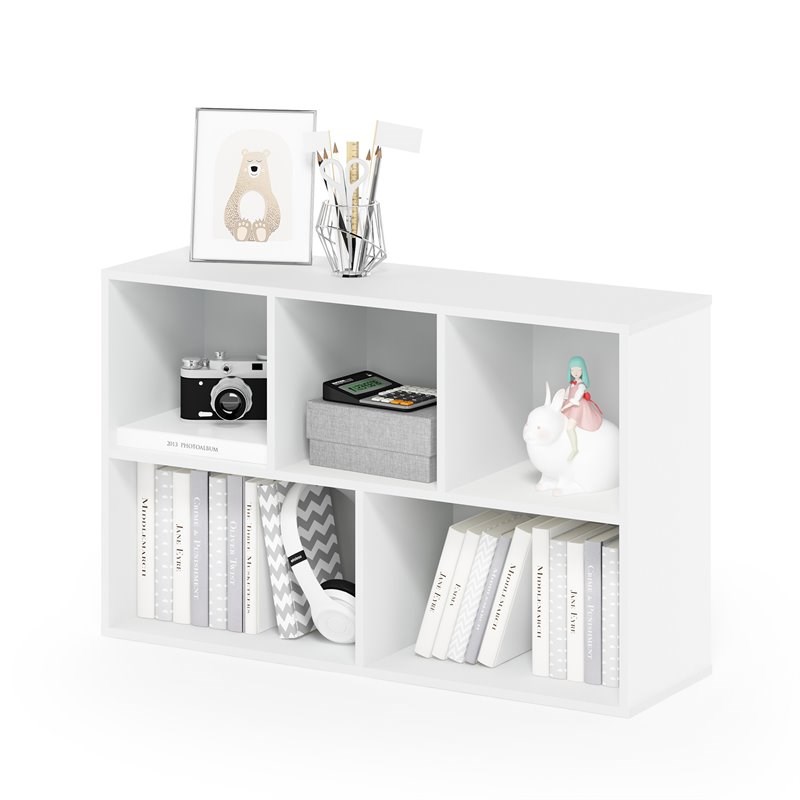 Furinno Luder Engineered Wood 5-Cube Reversible Open Shelf in White
