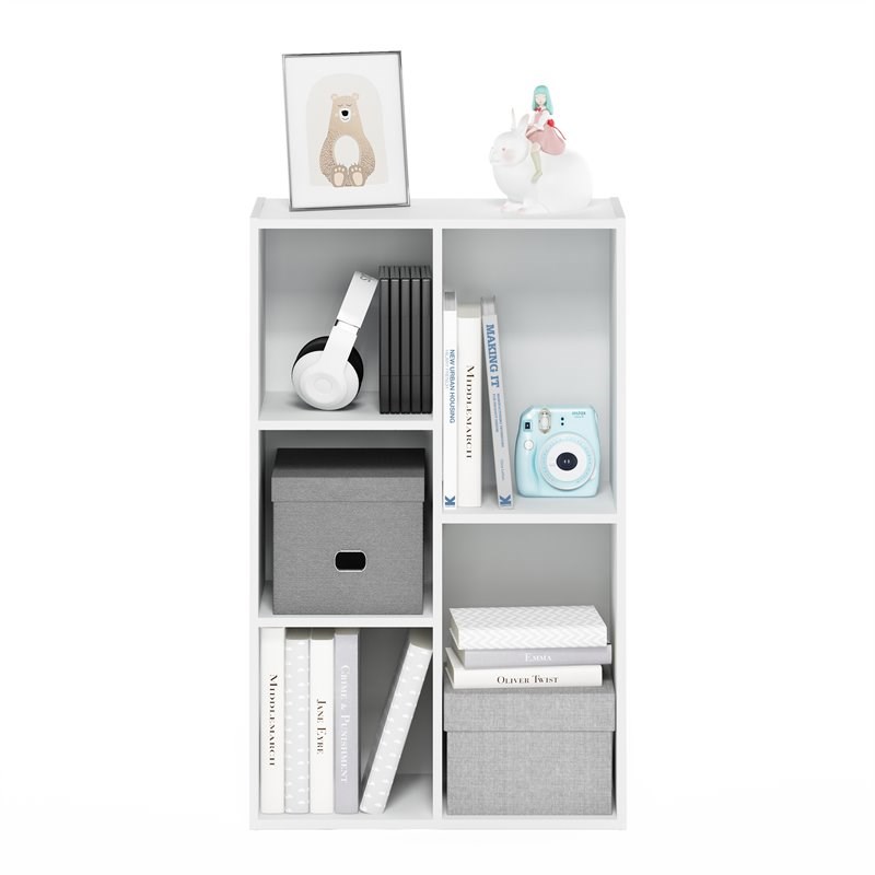 Furinno Luder Engineered Wood 5-Cube Reversible Open Shelf in White