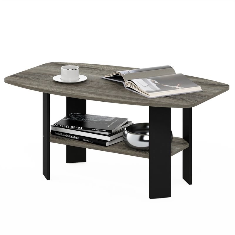 Furinno Engineered Wood Simple Design Coffee Table in French Oak Gray/Black
