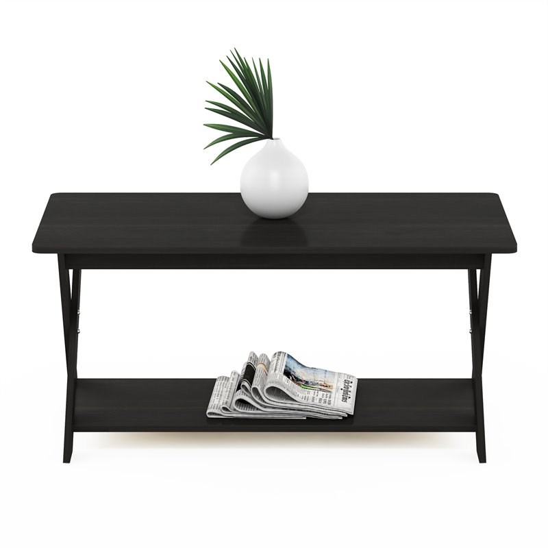 Furinno Modern Engineered Wood Simplistic Criss-Crossed Coffee Table in Espresso