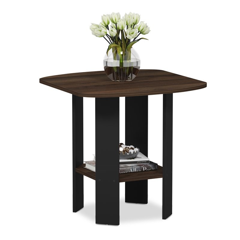 Furinno Engineered Wood Simple Design End Table in Columbia Walnut/Black