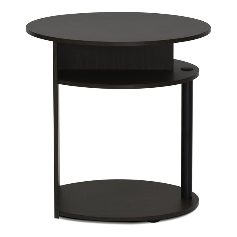 Furinno JAYA Engineered Wood Simple Design Oval End Table in Walnut/Black