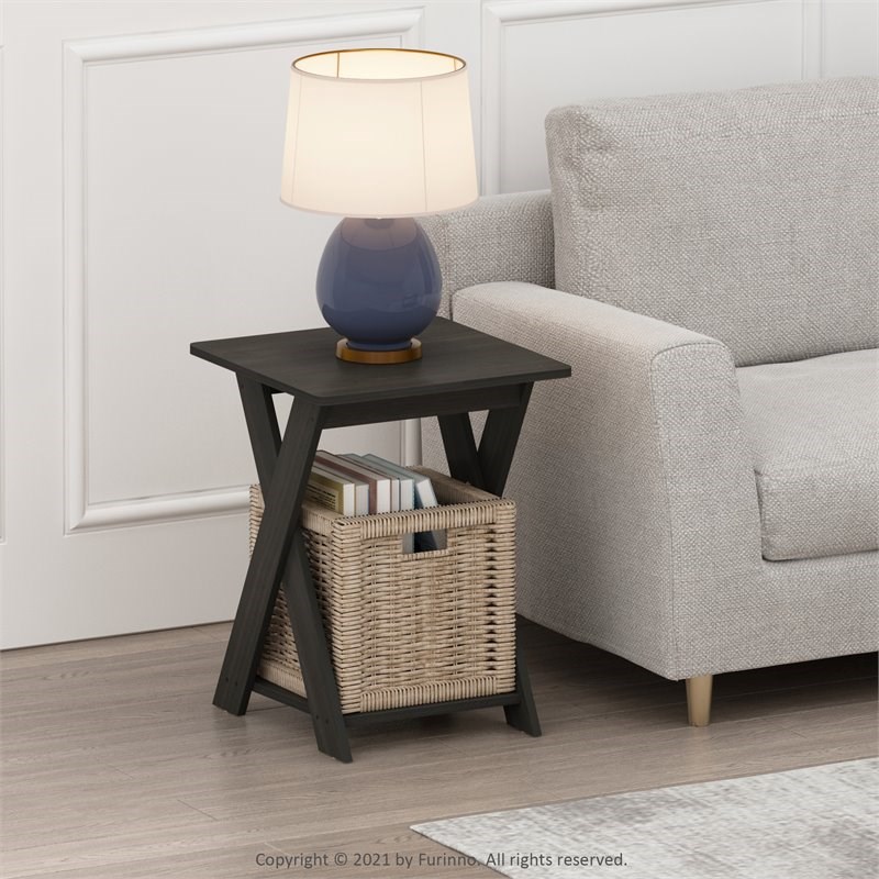 Furinno Modern Engineered Wood Simplistic Criss-Crossed End Table in Espresso