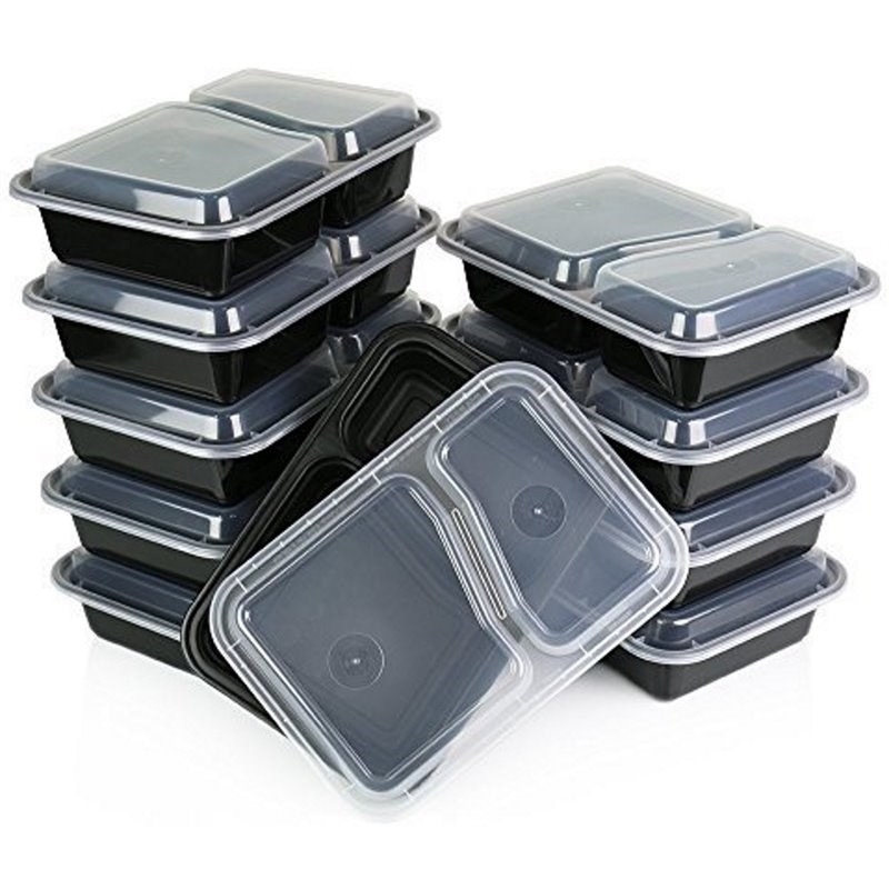 Heim Concept 2 Compartment Plastic Premium Meal Prep Food Container (Set of 10)