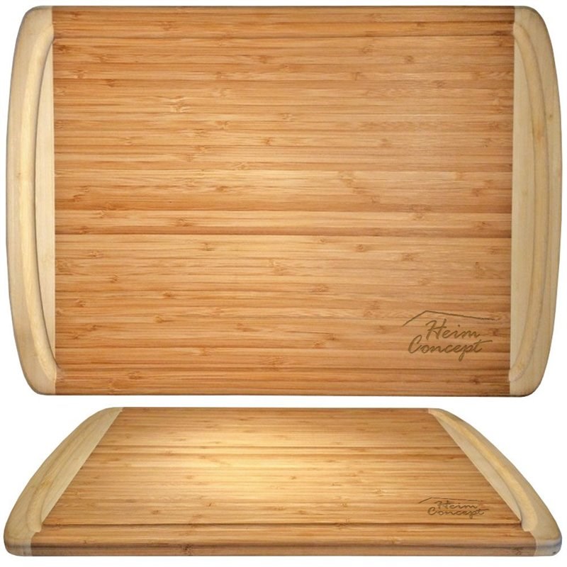 Heim Concept Large Organic Bamboo Cutting Board with End Groove in Brown