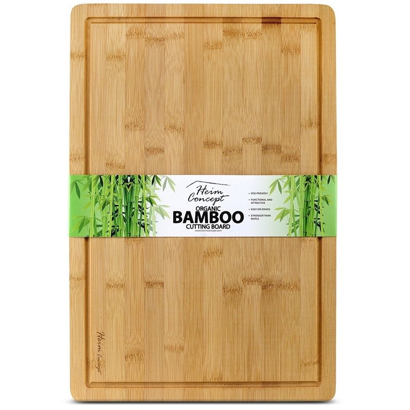 Heim Concept Large Premium Bamboo Cutting Board and Serving Tray Drip Groove