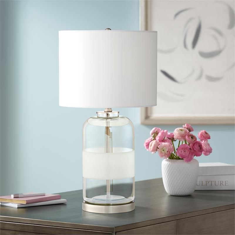 Pacific Coast Lighting Moderne Sandblast Glass Table Lamp in Champagne/Clear
