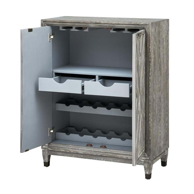 Treasure Trove Sterns Gray Two Door Wine Wood Cabinet