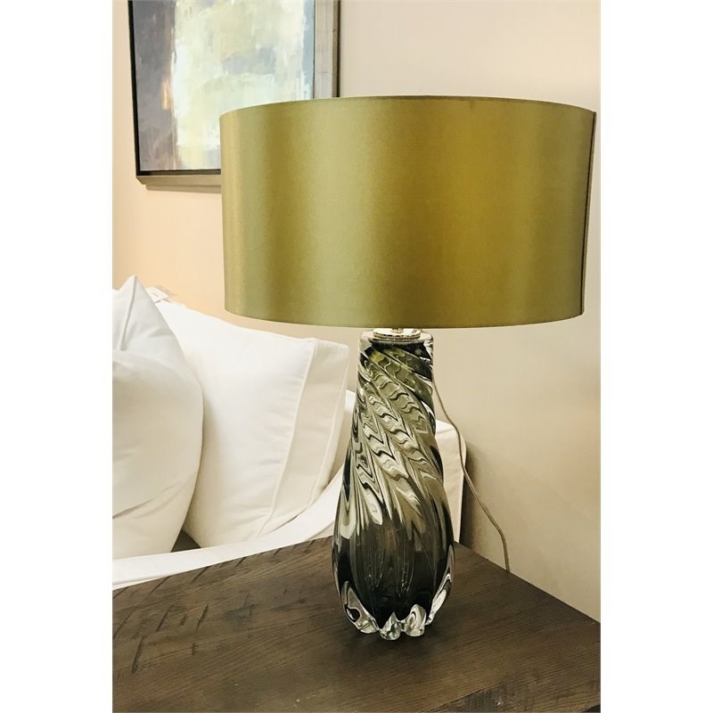 Lucas McKearn Dalrymple Transitional Glass Table Lamp in Smokey Olive Green