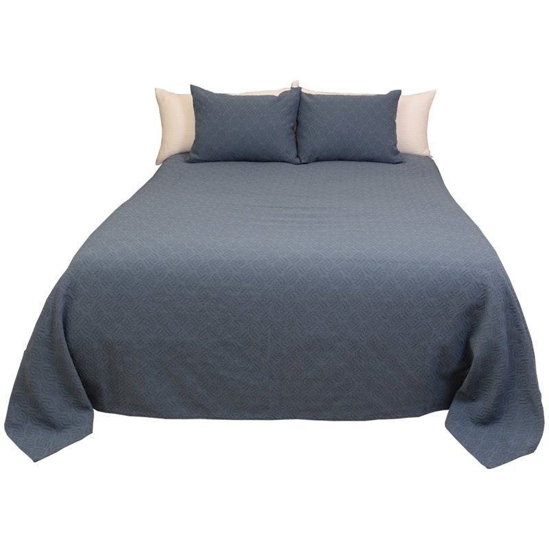 Bio Sleep Concept Rombos Modern King Cotton Bedspread and Sham Set in Blue